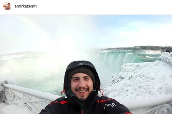 بازیگر «لیسانسه‌ها» در کنار آبشار یخ زده نیاگارا+عکس